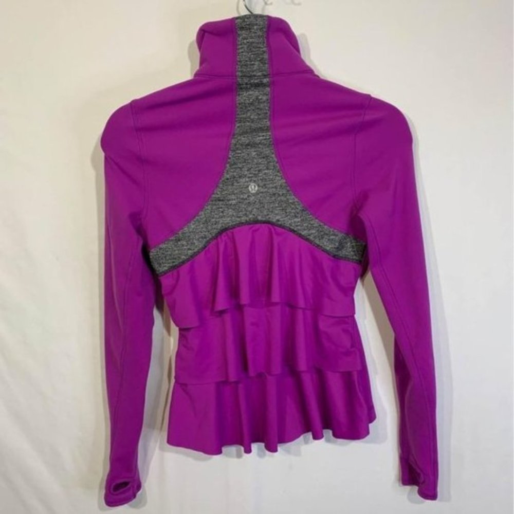 LULULEMON jacket. Ruffle detail on back. Purple. Size 4. Excellent condi…